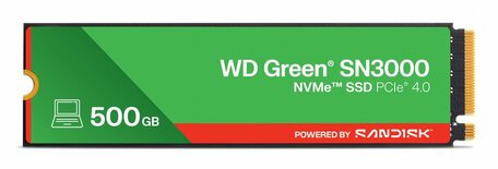 Western Digital Green SN3000 QLC | 500GB NVMe SSD | M.2 Gen4 | 5.000MB/s Lezen | 4.100MB/s Schrijven