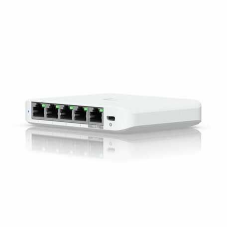 Ubiquiti UniFi Flex Mini 2.5G | 2.5G Managed Switch (5 poorten) | 5x 2.5G RJ45 | PoE (input) | Wit