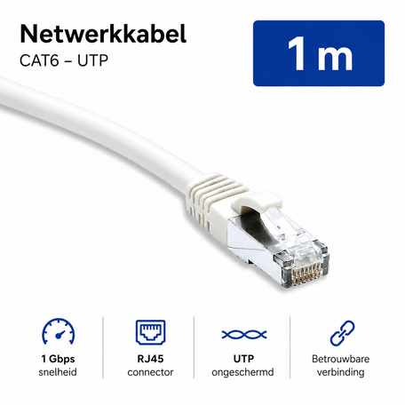 CAT7 UTP Netwerkkabel 1 Meter Dubbel Afgeschermd 