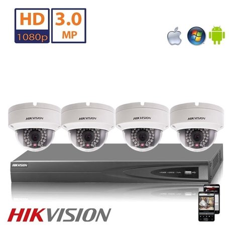 Hikvision Full HD 4.0 MP camerasysteem met 4x IP Dome Camera