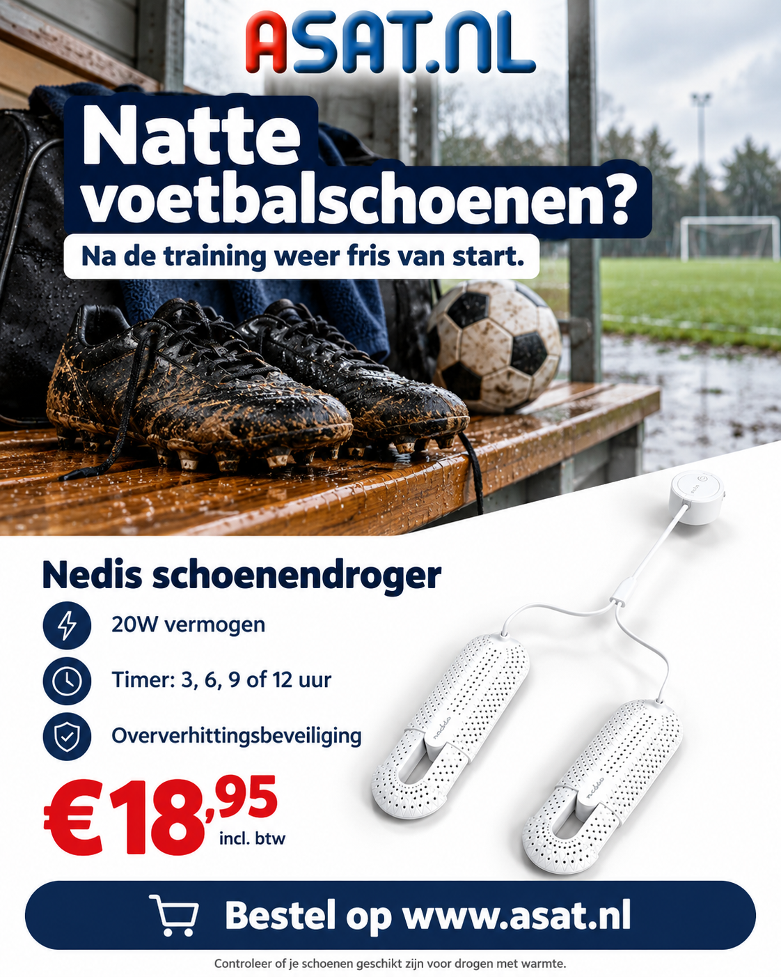 ⚽🌧️ Natte voetbalschoenen na de training?