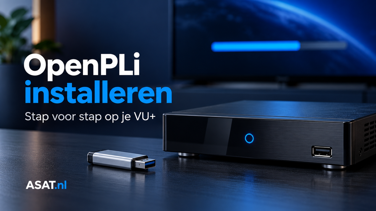 OpenPLi installeren: ASAT illustratie van een Linux-ontvanger met USB-stick