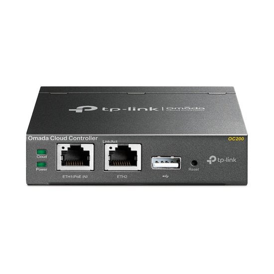 TP-Link Omada OC200 Cloud Controller | 2x 10/100 Mbps Ethernet | PoE Netzteil | Schwarz