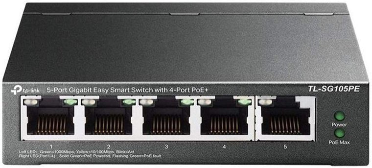 TP-Link TL-SG105PE | Managed Smart Switch | 5 Ports | Gigabit Ethernet (10/100/1000 Mbps) | 4x PoE+