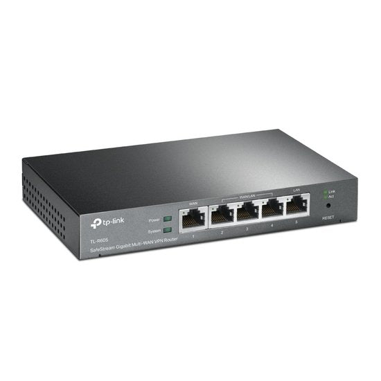 TP-Link TL-R605 | SafeStream Gigabit Multi-WAN VPN Router | 5x Gigabit-ports | Up to 4 WAN | VPN: IPSec/OpenVPN/PPTP/L2TP | Omada SDN