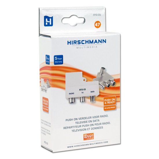 Hirschmann RTD03 SHOP CATV PushOn Adapter FM-TV-DATA Ziggo
