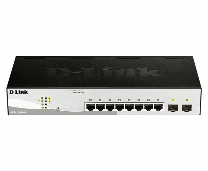 D-Link DGS-1210-10 | 10-Port Gigabit Smart Switch | 8 RJ45 + 2 SFP | VLAN/QoS | Web/CLI-Verwaltung