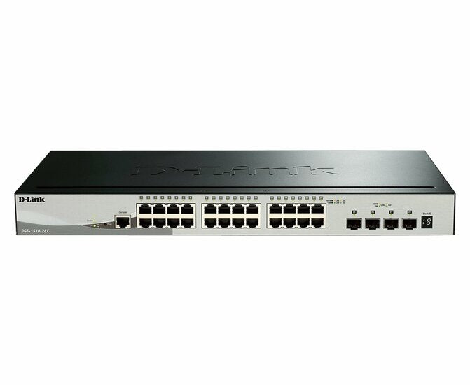 D-Link DGS-1510-28X | Managed L3 Stackable Smart Switch | 28 Ports | Gigabit Ethernet (10/100/1000 Mbps) | 24x RJ45 + 4x SFP+