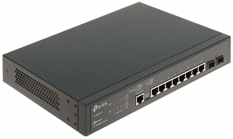 TP-Link TL-SG3210 | JetStream Managed L2+ Switch | 10 Ports | Gigabit Ethernet (10/100/1000 Mbps) | 8x RJ45 + 2x SFP | Omada SDN | Rackmount | Black