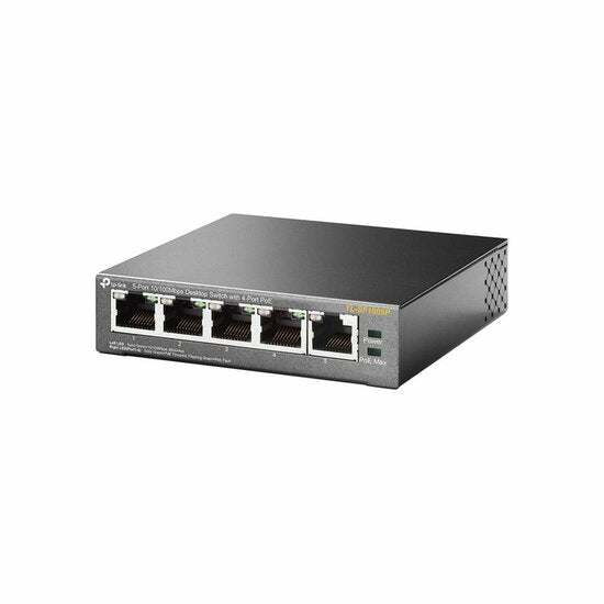 TP-Link TL-SF1005P | Unmanaged Switch | 5 Ports | Fast Ethernet (10/100 Mbps) | PoE | Schwarz