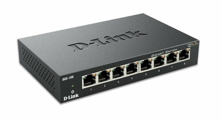 D-Link DGS-108 | Unmanaged Switch | Gigabit Ethernet (10/100/1000) | Zwart