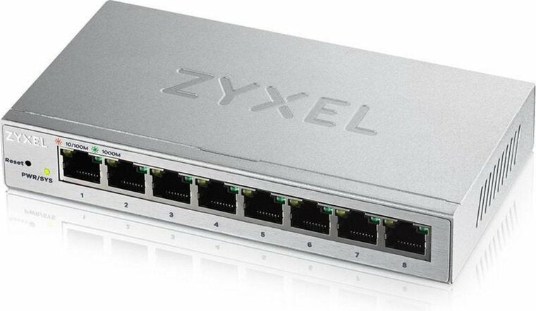 Zyxel GS1200-8 | Managed Web Smart Switch | 8 Ports | Gigabit Ethernet (10/100/1000 Mbps) | Silver