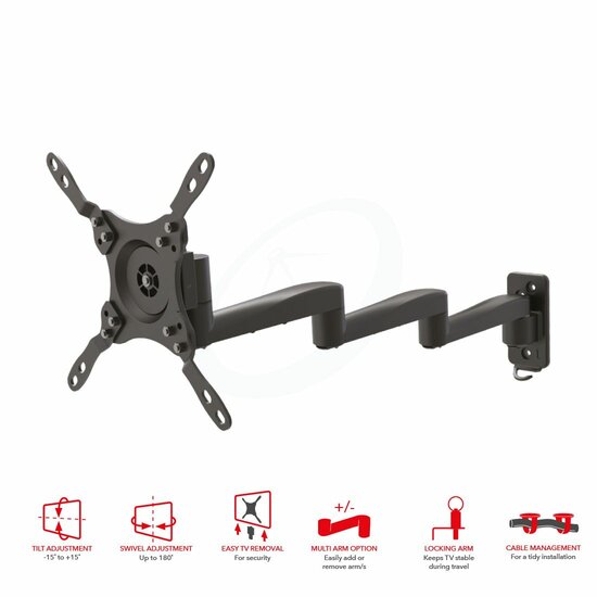 OMP M7441 - 13 tot 40" Universele Tv steun - 3, 2 of 1 Arm Design met Dubbele slot