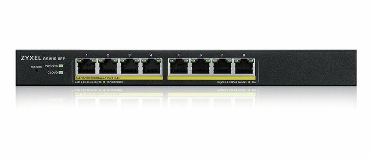 Zyxel GS1915-8EP Managed L2 Gigabit PoE+ Switch | 8 Ports | NebulaFlex | Black