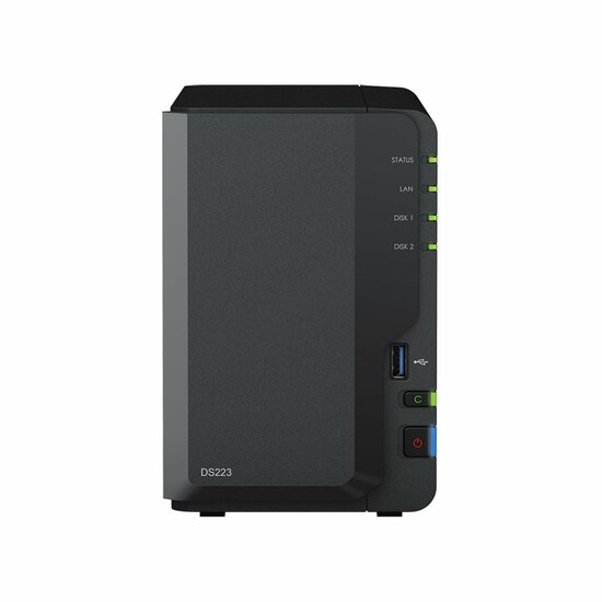 Synology DiskStation DS223 NAS | 2 Drive Bays | 1x Gigabit Ethernet | Black