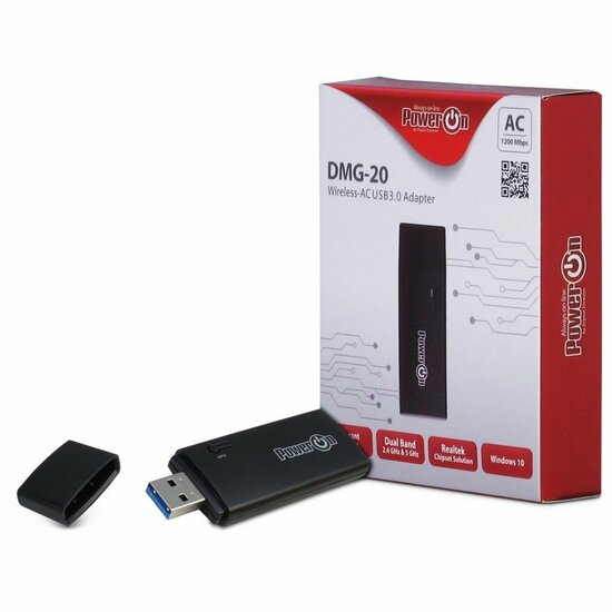 Inter-Tech DMG-20 | Wi-Fi 5 USB Adapter | 867 Mbps | Dual-band (2,4 GHz / 5 GHz) | USB 3.0 | Schwarz