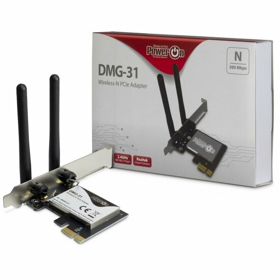 Inter-Tech DMG-31 | Interne WLAN-adapter | PCIe x1 | Wi-Fi 4 (802.11n) | 300 Mbps | 2x 3dBi Antennen