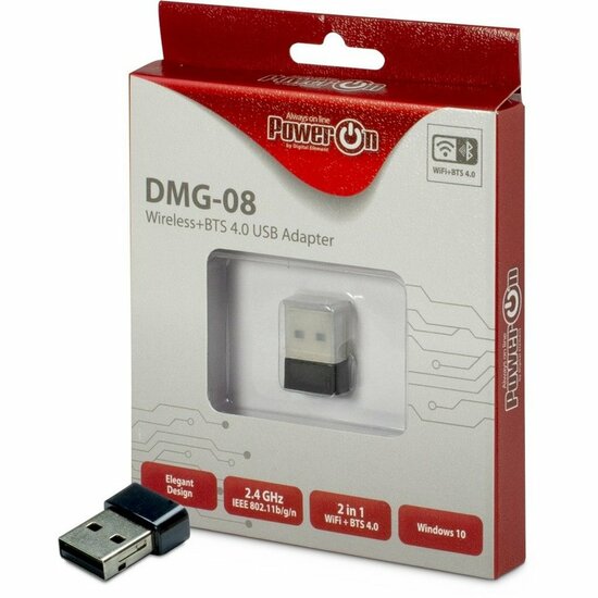 Inter-Tech DMG-08 | Wi-Fi 4 & Bluetooth 4.0 USB Adapter | 150 Mbps | 2,4 GHz | USB 2.0 | Schwarz