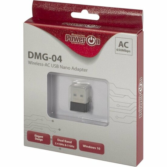 Inter-Tech DMG-04 | Wi-Fi 5 USB Nano Adapter | 433 Mbps (5 GHz) / 200 Mbps (2,4 GHz) | USB 2.0 | Schwarz
