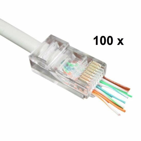 RJ45 connector Cat6 FTP Voor stugge en soepele kern, Doorsteekmontage 100 stuks
