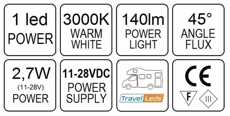 Travelleds opb spot Ch flex led 3K 315mm switch