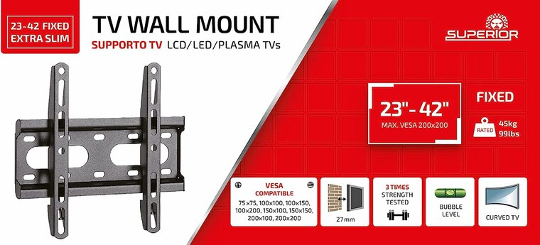 Superior TV Muurbeugel 23-42 inch Vast