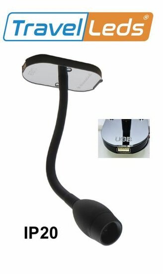 Travelleds opb spot Zw flex led 5K 260mm Ch switch/usb