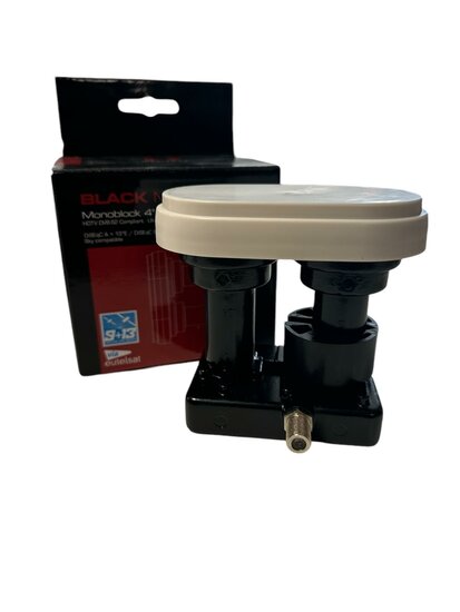 Duo lnb voor Astra 1 en 3 met 1 aansluiting Monoblock 4 graden LNB voor schotels van 80 tot 100 cm