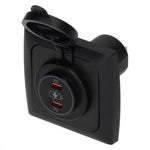 Power Line 2x USB-C PD 36W lader met afdekraam camper en caravan zwart