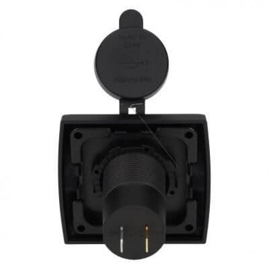 Power Line 2x USB-C PD 36W lader met afdekraam camper en caravan zwart