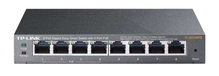 TP-Link TL-SG108PE | 8-Poorts Gigabit Easy Smart Switch | 4x PoE+ | Managed