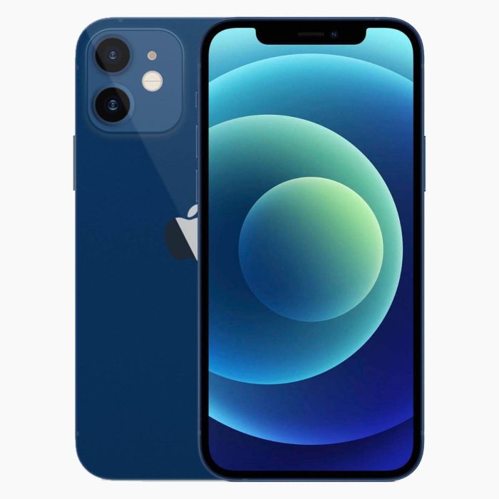 Apple iPhone 12 128 GB blauw refurbished voor- en achterkant