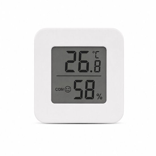Mini digitale thermometer en hygrometer wit – vooraanzicht