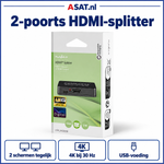 Nedis 2-poorts HDMI-splitter VSPL34002BK – 4K 30 Hz en USB-voeding