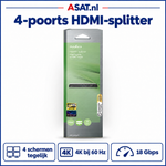 Nedis VSPL3474AT HDMI-splitter – vier schermen, 4K 60 Hz en 18 Gbps