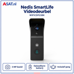 Nedis SmartLife WIFICDP21BK videodeurbel met 3 MP beeld, oplaadbare batterij en meegeleverde gong