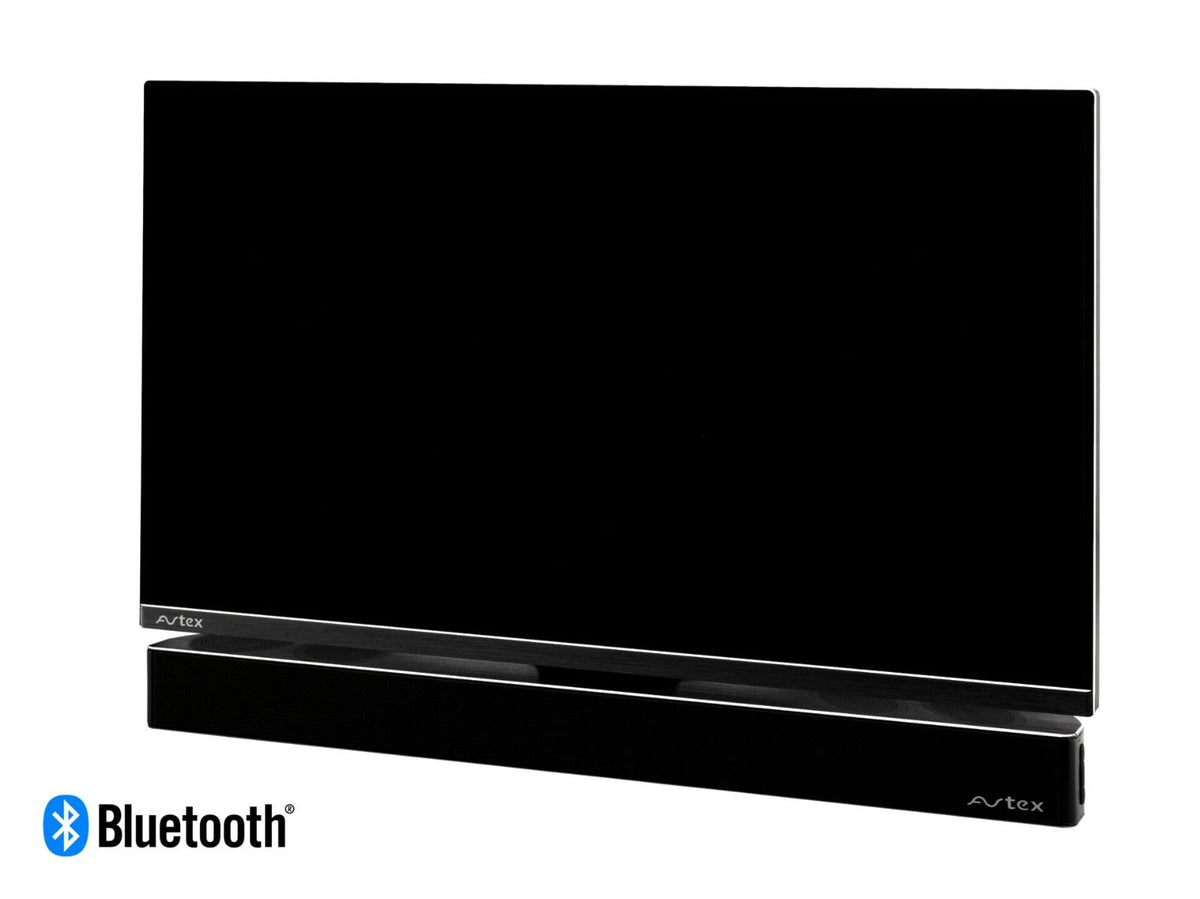 Avtex SB270BT Bluetooth-soundbar – voorbeeld van montage onder een Avtex-tv; televisie niet inbegrepen