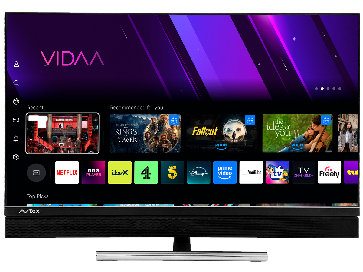 Avtex SmartPRO VIDAA televisie met geïntegreerde soundbar, vooraanzicht; afgebeelde voet apart verkrijgbaar
