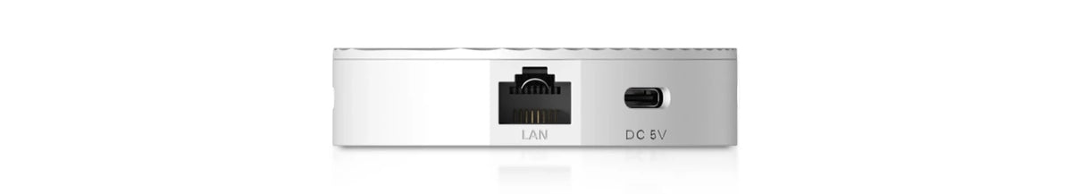 Ethernet- en USB-C-aansluiting van de Homatics Dongle G 4K V2