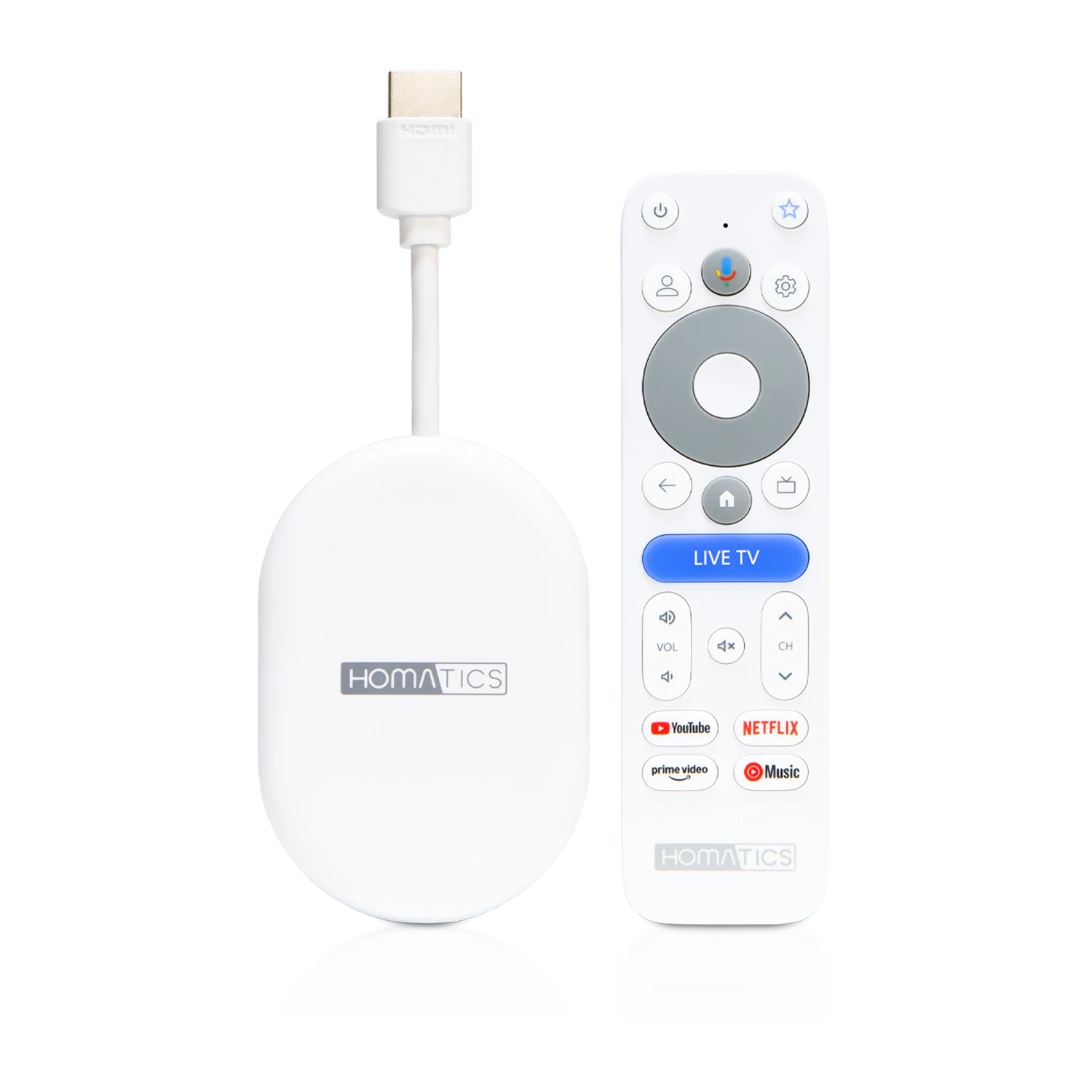 Homatics Dongle Lite 4K V2 met witte afstandsbediening