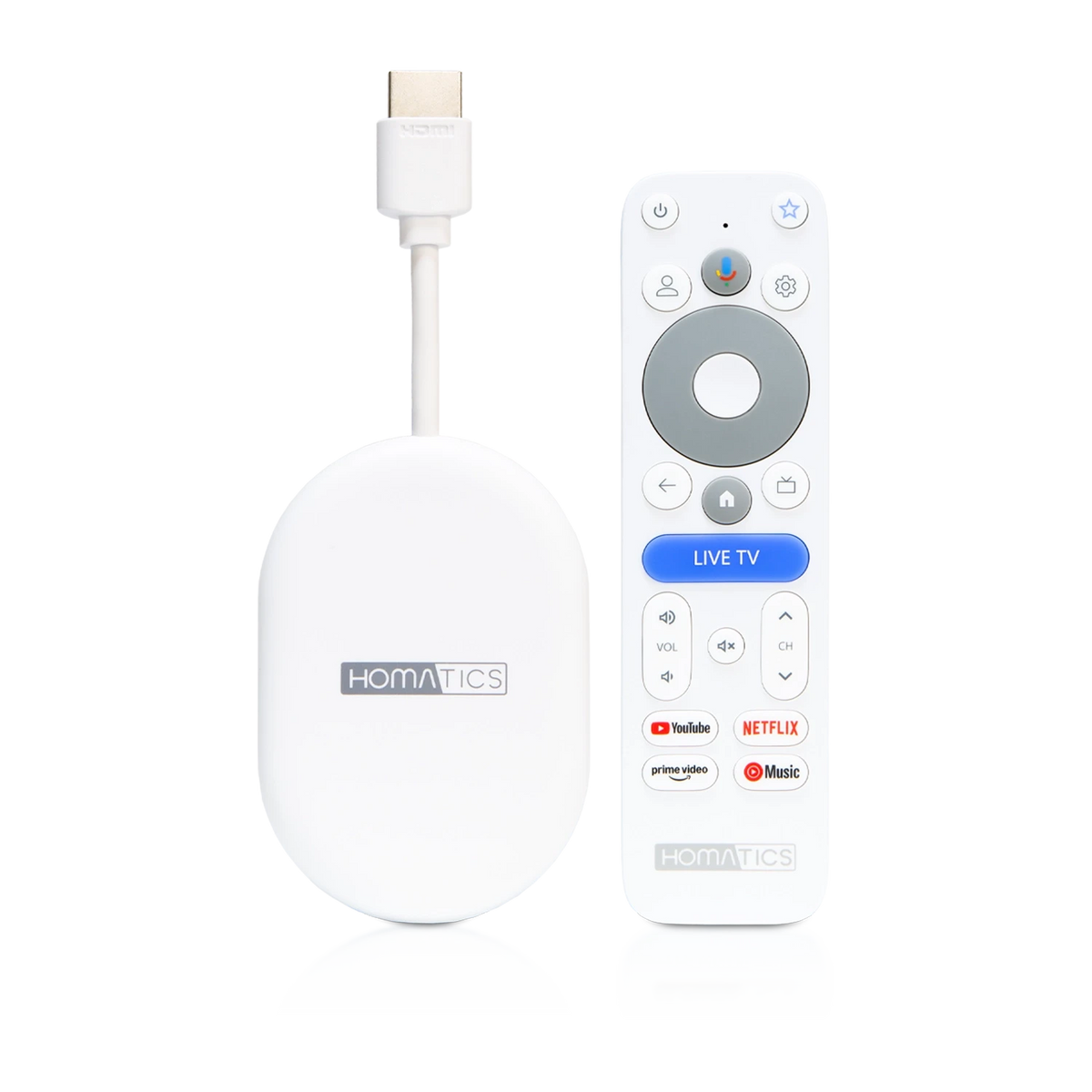 Homatics Dongle Lite 4K V2 met witte afstandsbediening