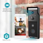 Dubbele camera van de Nedis WIFICDP31BK met zicht op bezoeker en pakketjes in de app