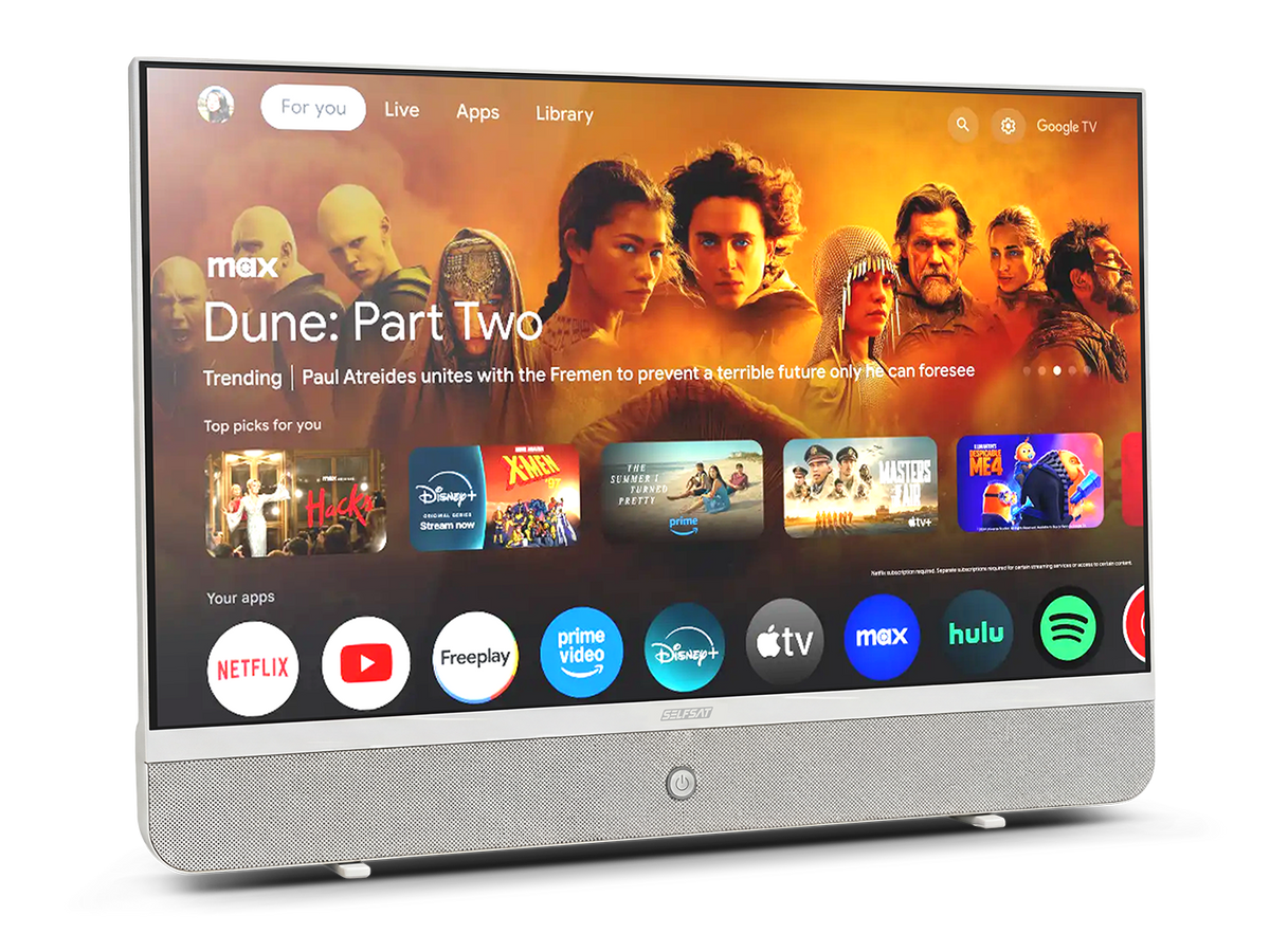 SELFSAT MSD 27 wit – voorzijde met Google TV en geïntegreerde soundbar