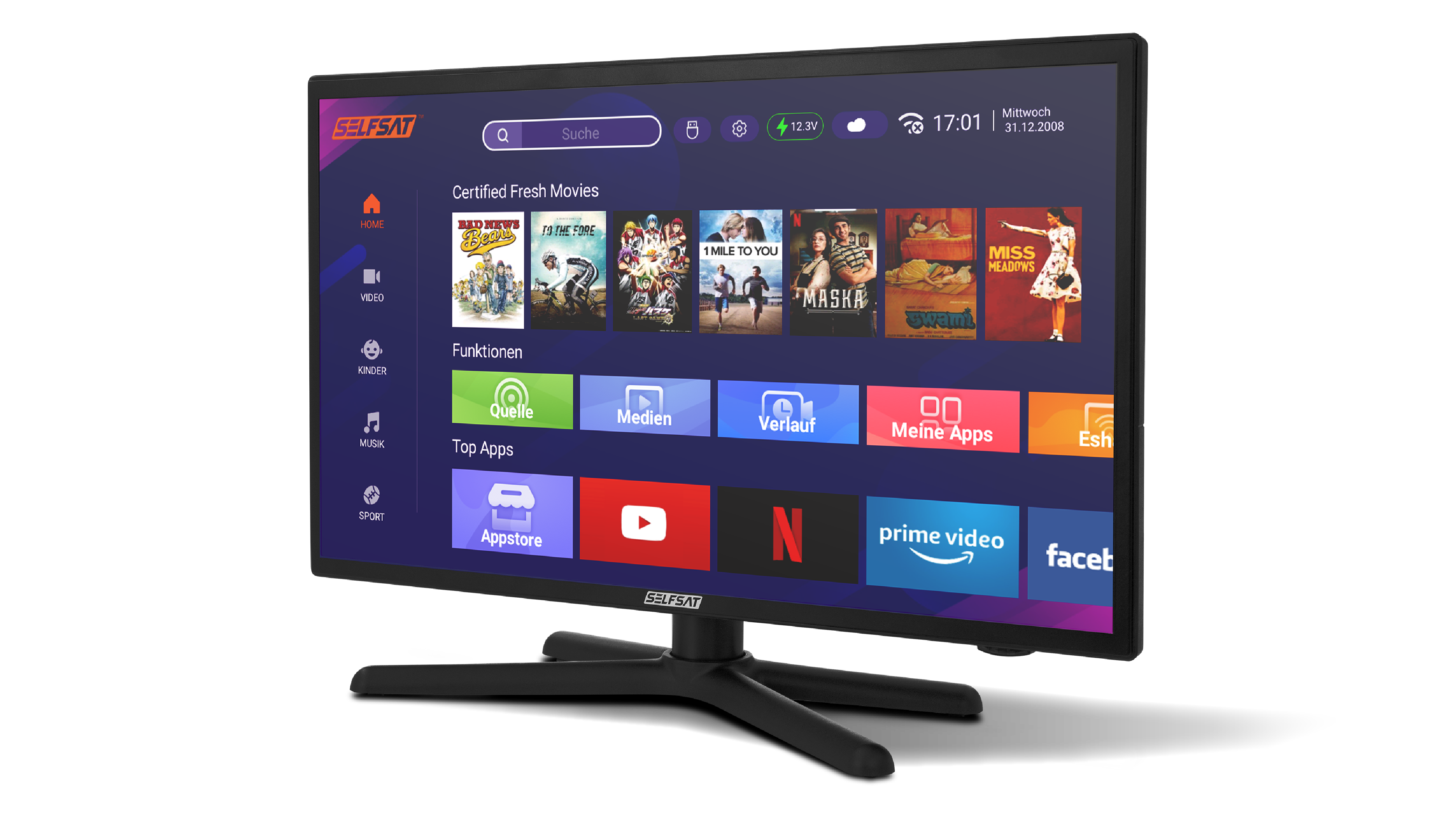 Selfsat Smart LED TV 1222, 22 inch Full HD televisie